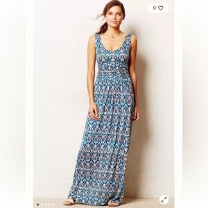 Anthropologie Blue Tidal Maxi Dress Vanessa Virginia Size Small